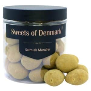 Mandler med hvid chokolade rullet salmiaklakrids