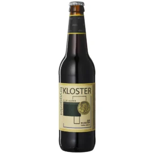 Flaske af Klosterbryggeriet Oluf Kviter Økologisk Specialøl med et seglmotiv på etiketten.