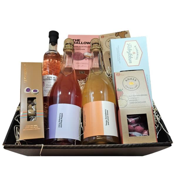 Gavekurv Rosé Bobler og Luksus Slik – Perfekt Værtindegave