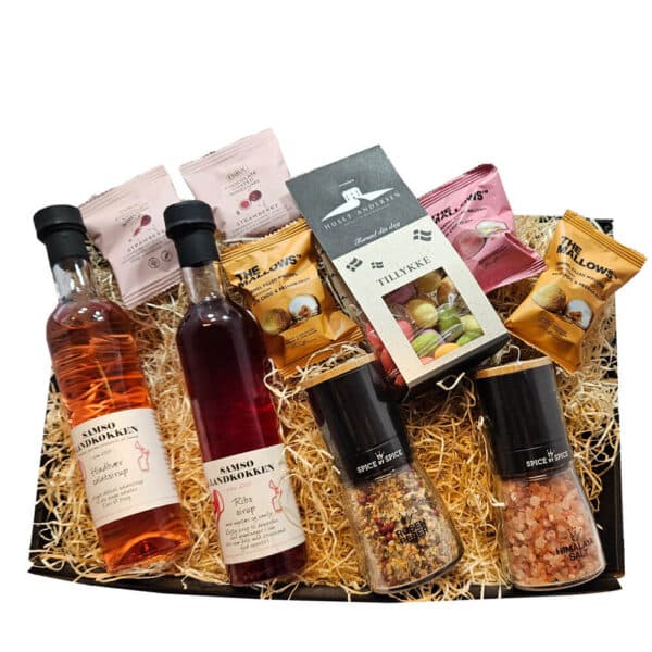Gavekurv Tillykke – Chokolade, sirup & krydderier